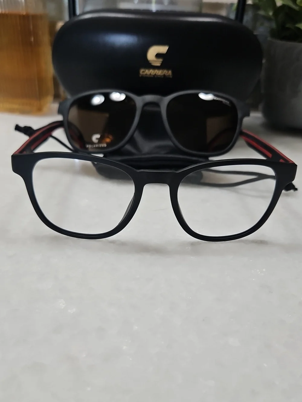 2 In 1 Carrera Men's Black glasses with Magnetic Sunglass Lens